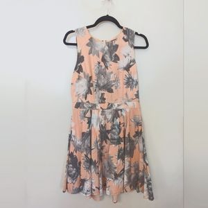 French connection muted floral fit & flare dress
